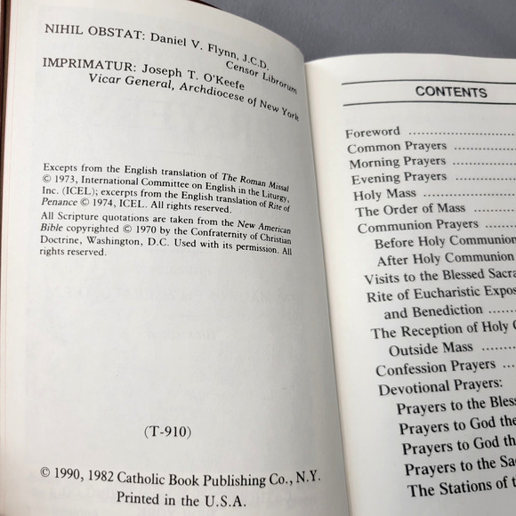 Vintage Catholic Book Of Prayers Book Large Print Illustrated 1982 Brown - Picture 4 of 14